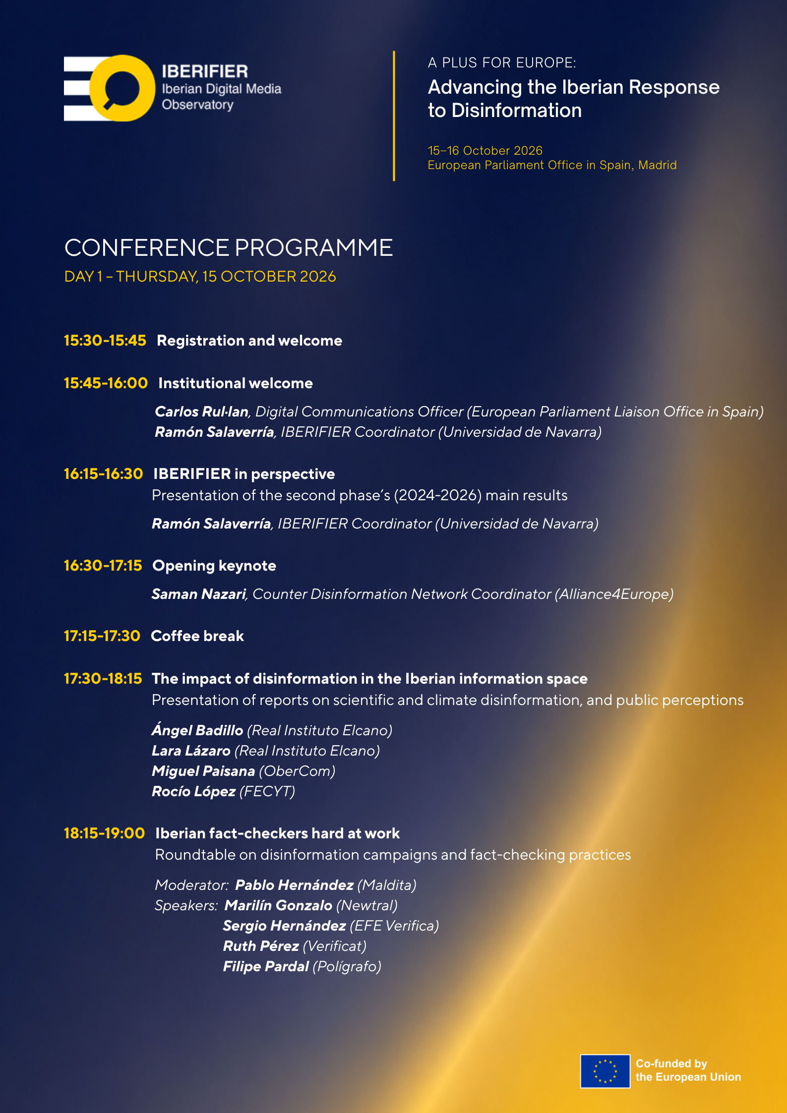 A Plus for Europe conference programme – Day 1, Thursday 15 October 2026