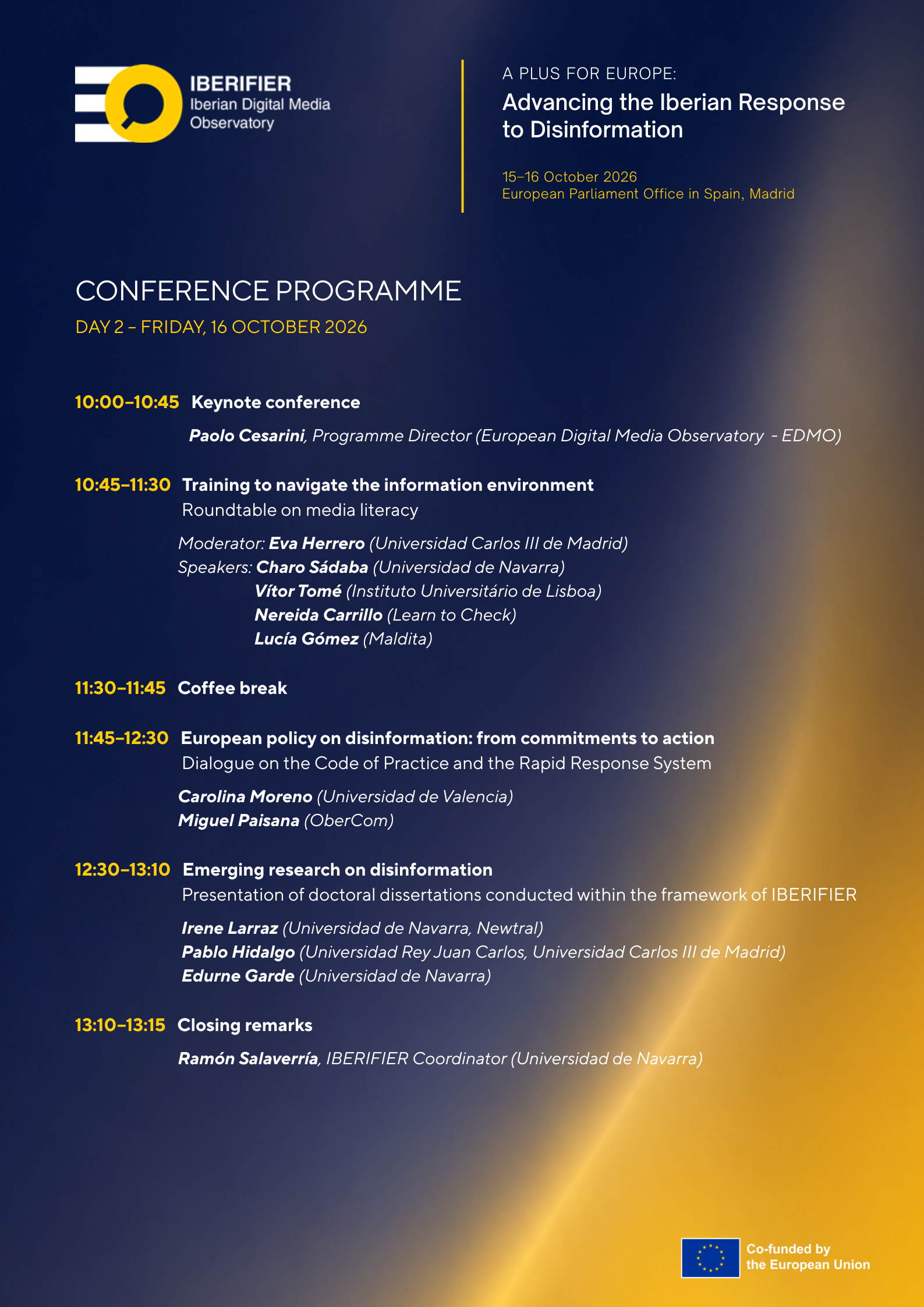 A Plus for Europe conference programme – Day 2, Friday 16 October 2026